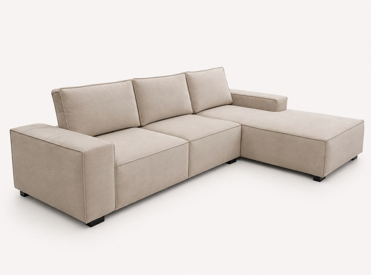 May rounded stone tone chaise sofa