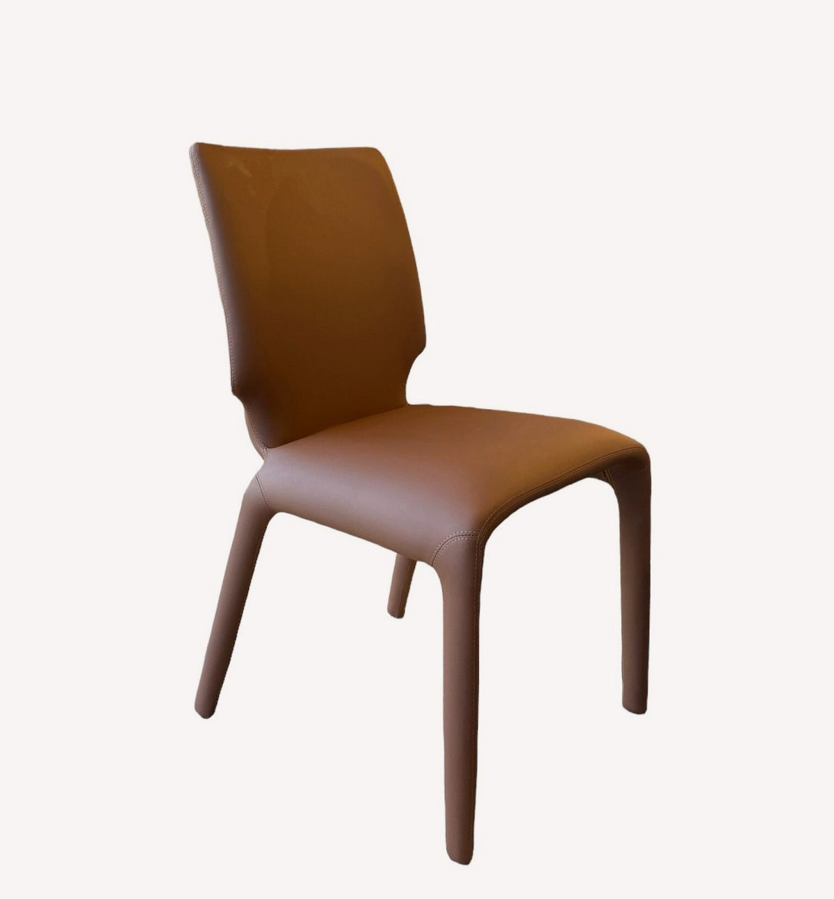 Lee cognac fully wrapped dining chair, view 2