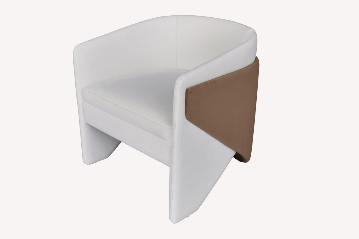 Double white tub chair with cognac underframe, view 2