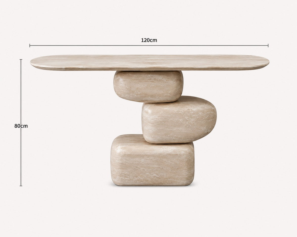 Madrid sculptural console table with organic rounded base, view 2