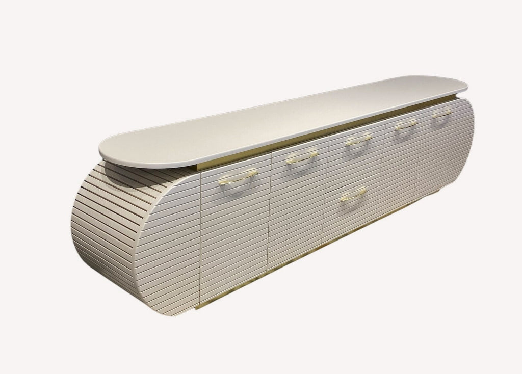 Las Vegas long ribbed media console with drawers, view 2