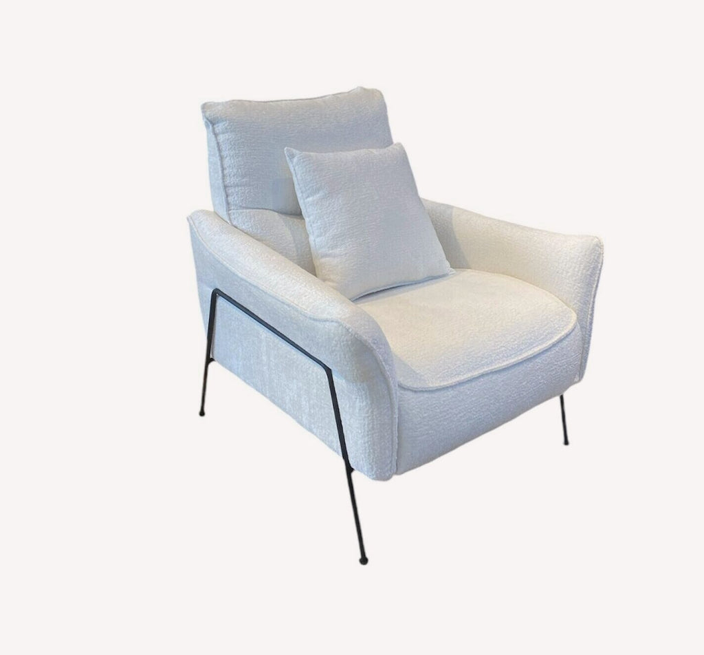 Polly ivory bouclé lounge chair with flared arms, view 2