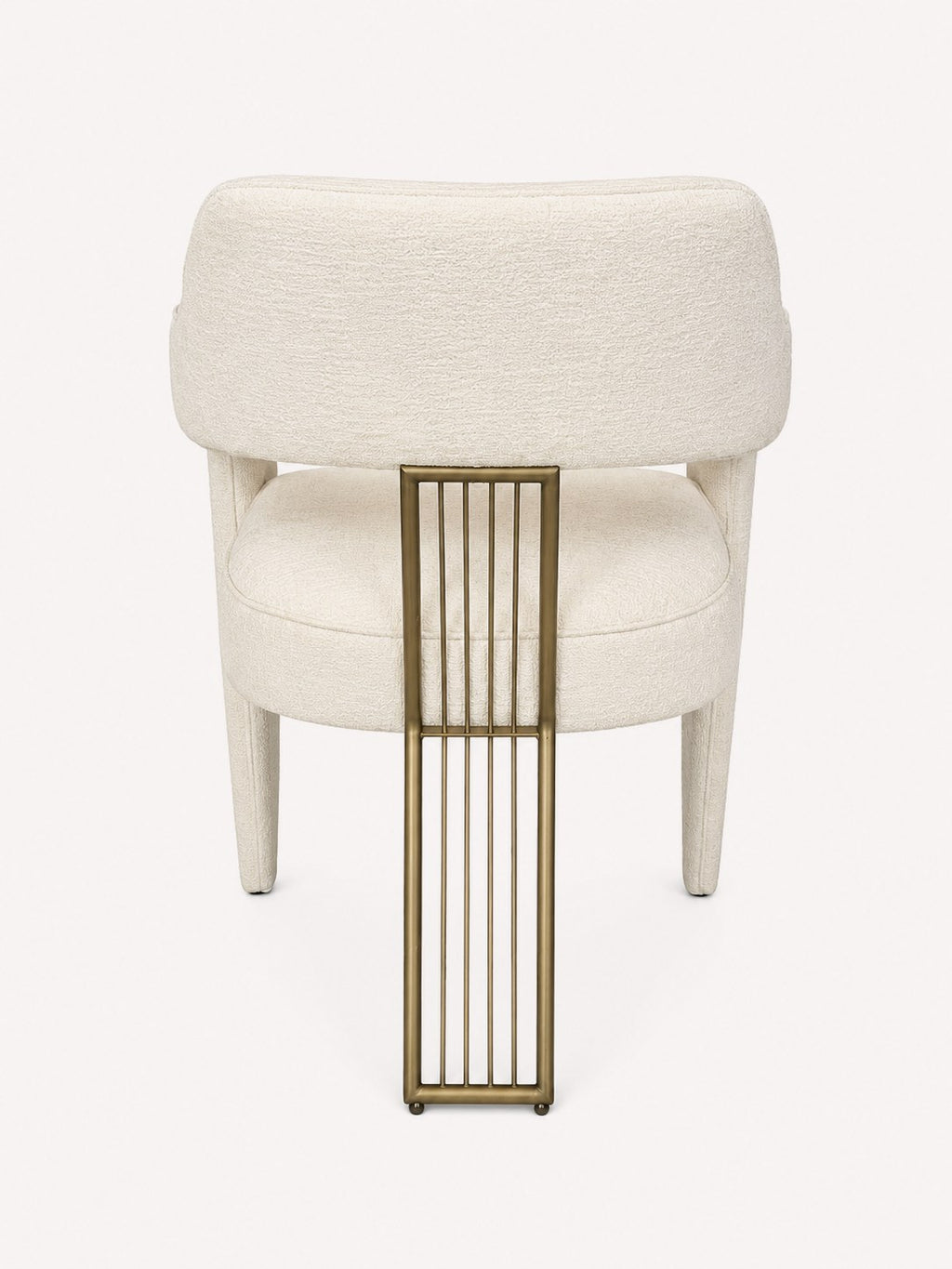 Dorian upholstered dining armchair with stainless steel back accent, view 2
