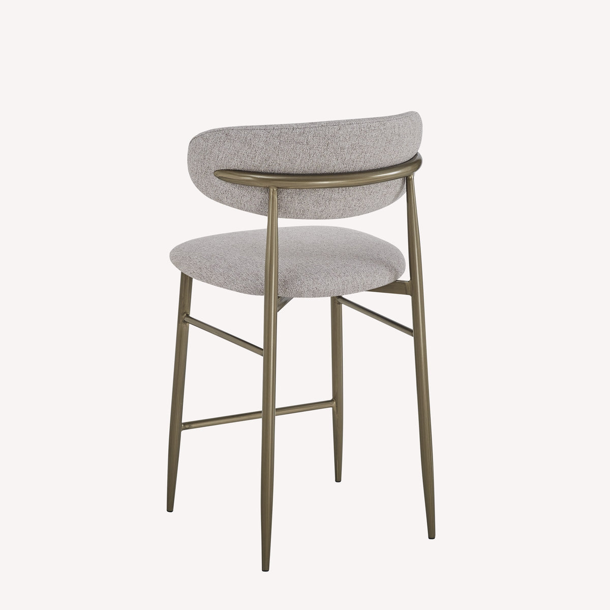 Dori minimal counter stool with light upholstered seat and slim metal legs, view 2