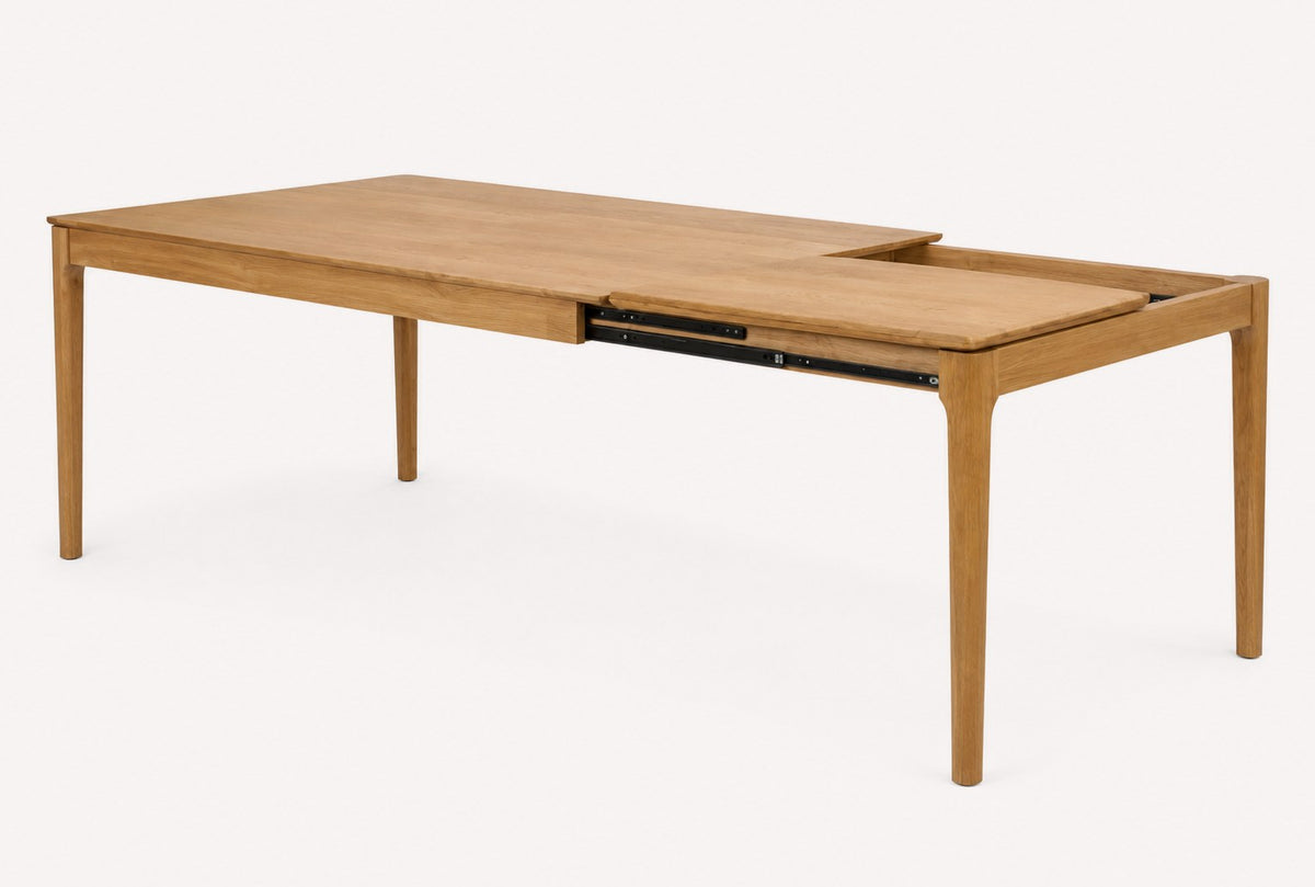 Timber solid wood extendable dining table with rounded corners, view 2