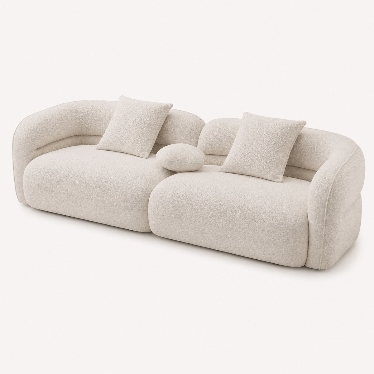 Mykonos rounded light bouclé sofa, view 2
