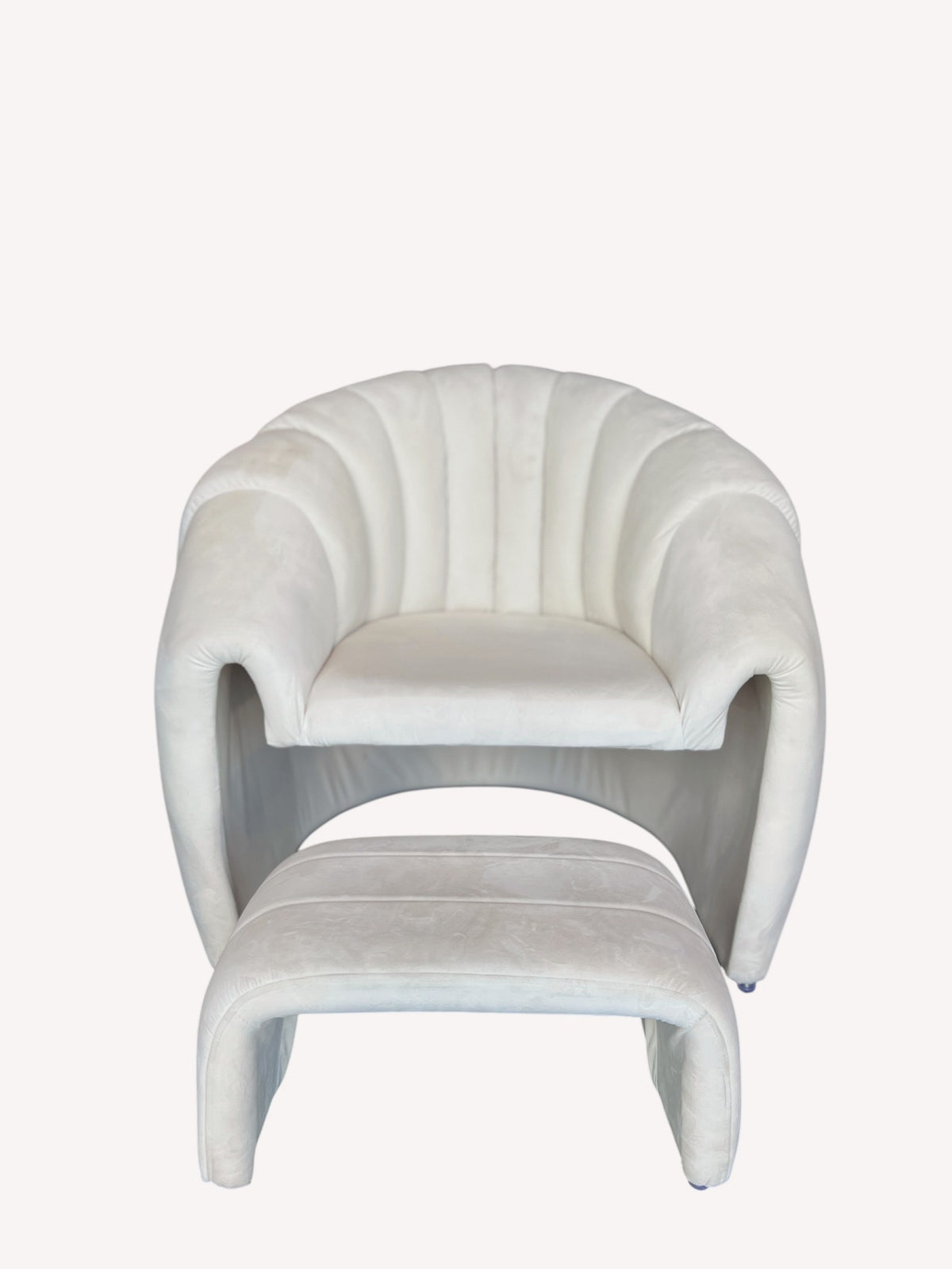 Colette round channel-tufted lounge chair with matching ottoman, view 2