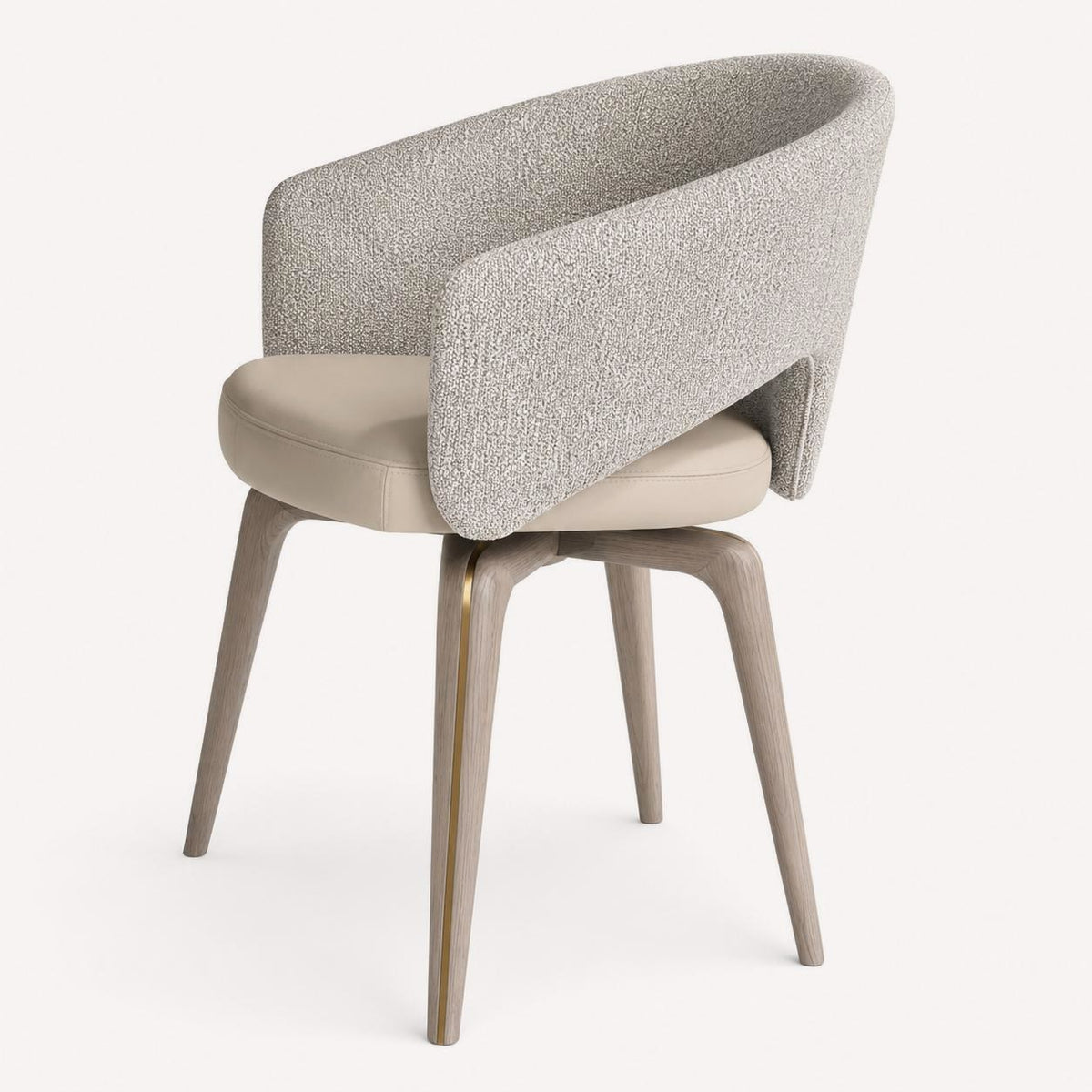 Rhodes upholstered dining chair on solid wood legs, view 2