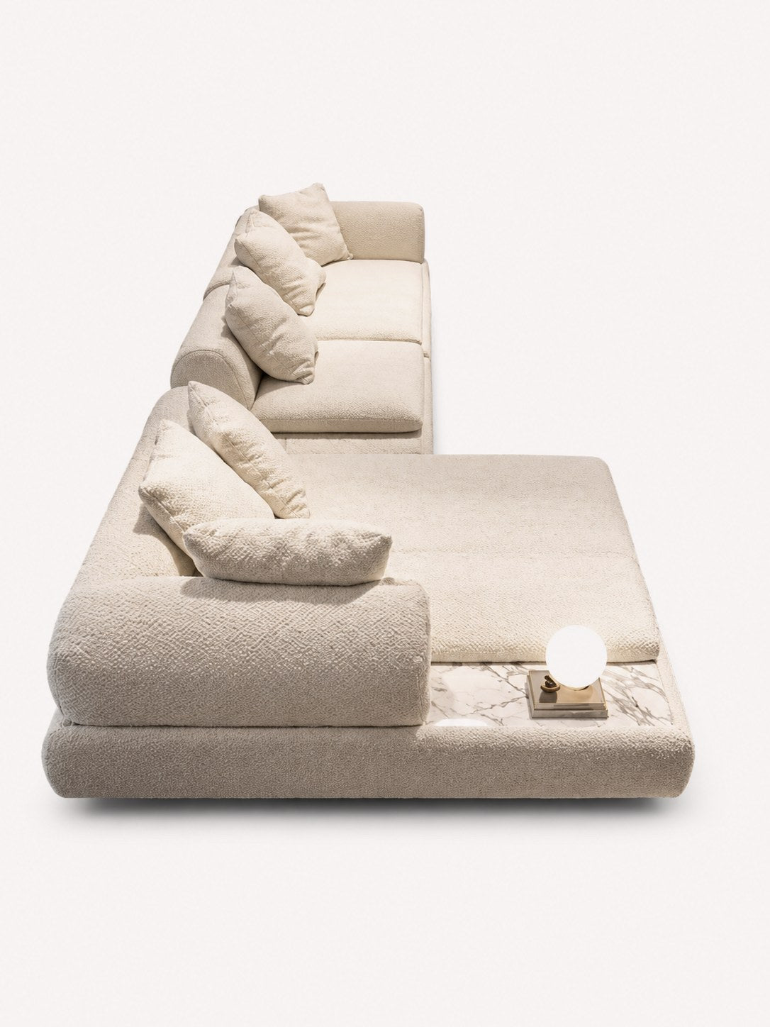 Alma modular chaise sectional in soft textured fabric, view 2