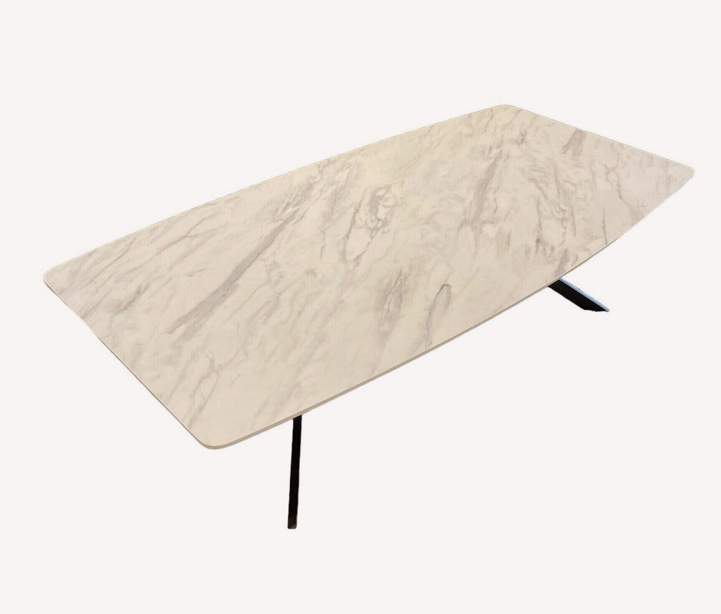 Mali marble look coffee table on slim black legs, view 2