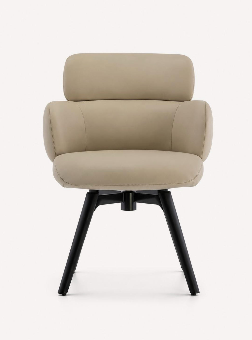 Nola swivel dining armchair in vegan leather with solid wood legs, view 2