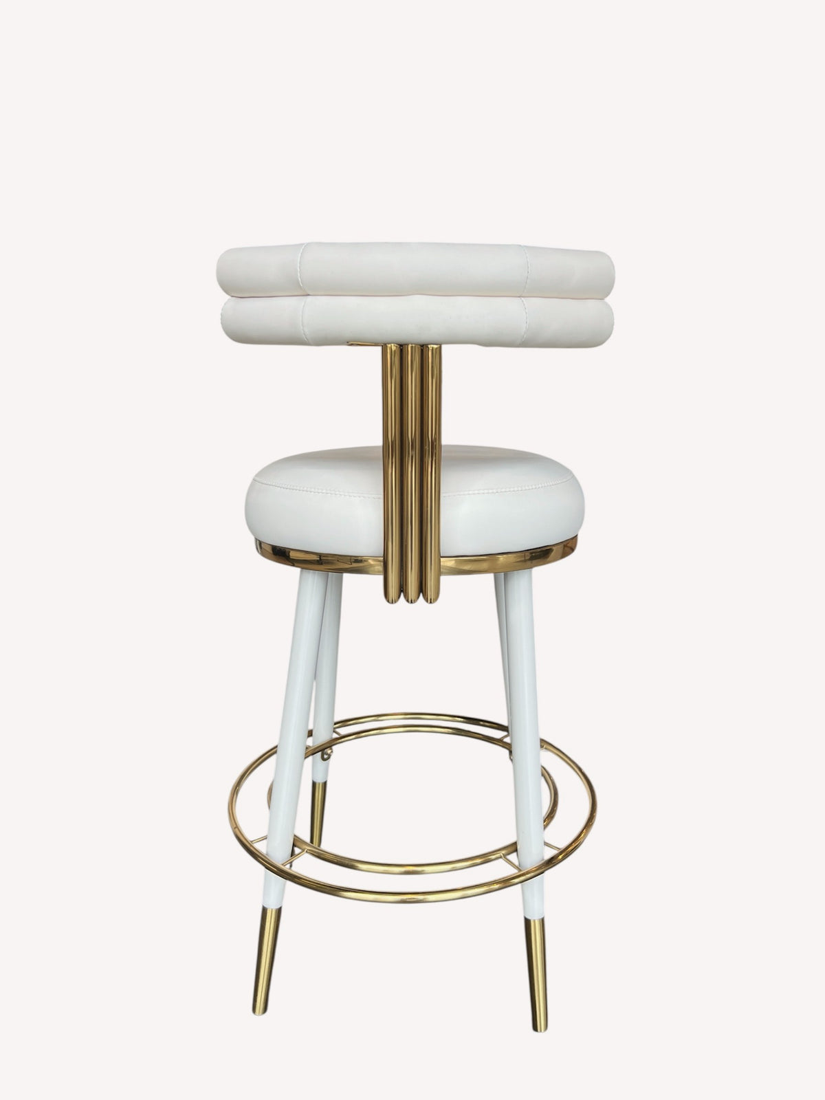 Carolina counter stool with double roll back and polished gold details, view 2