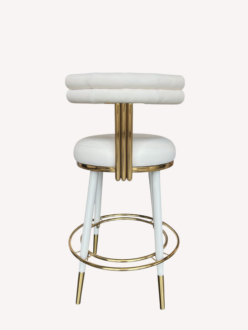 Carolina counter stool with double roll back and polished gold details, view 2