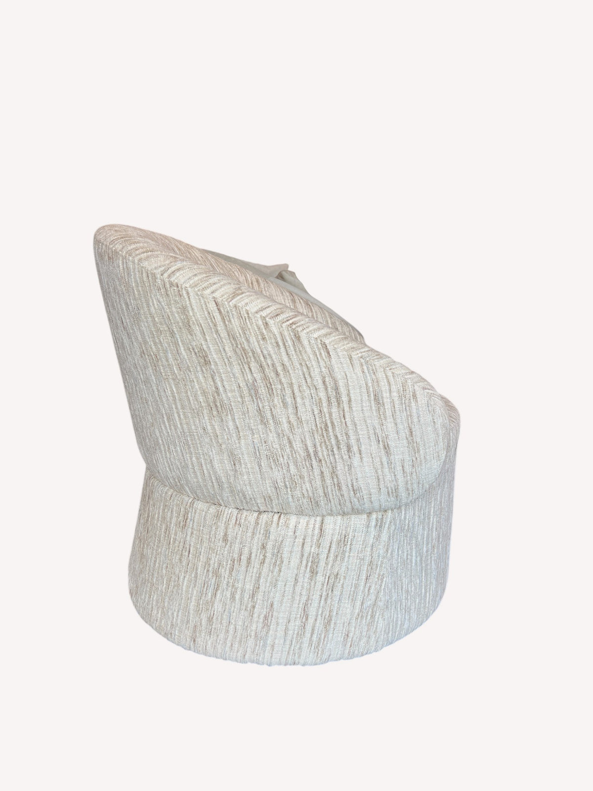 Emily round sculptural accent chair in cream fabric, view 2