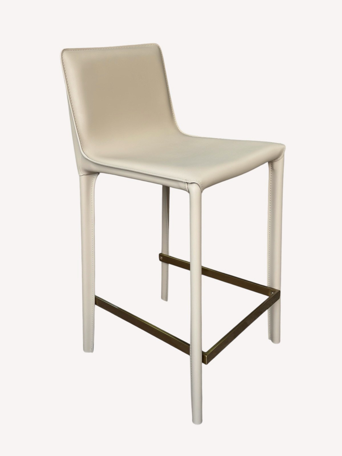 Anna cream vegan leather counter stool, view 2