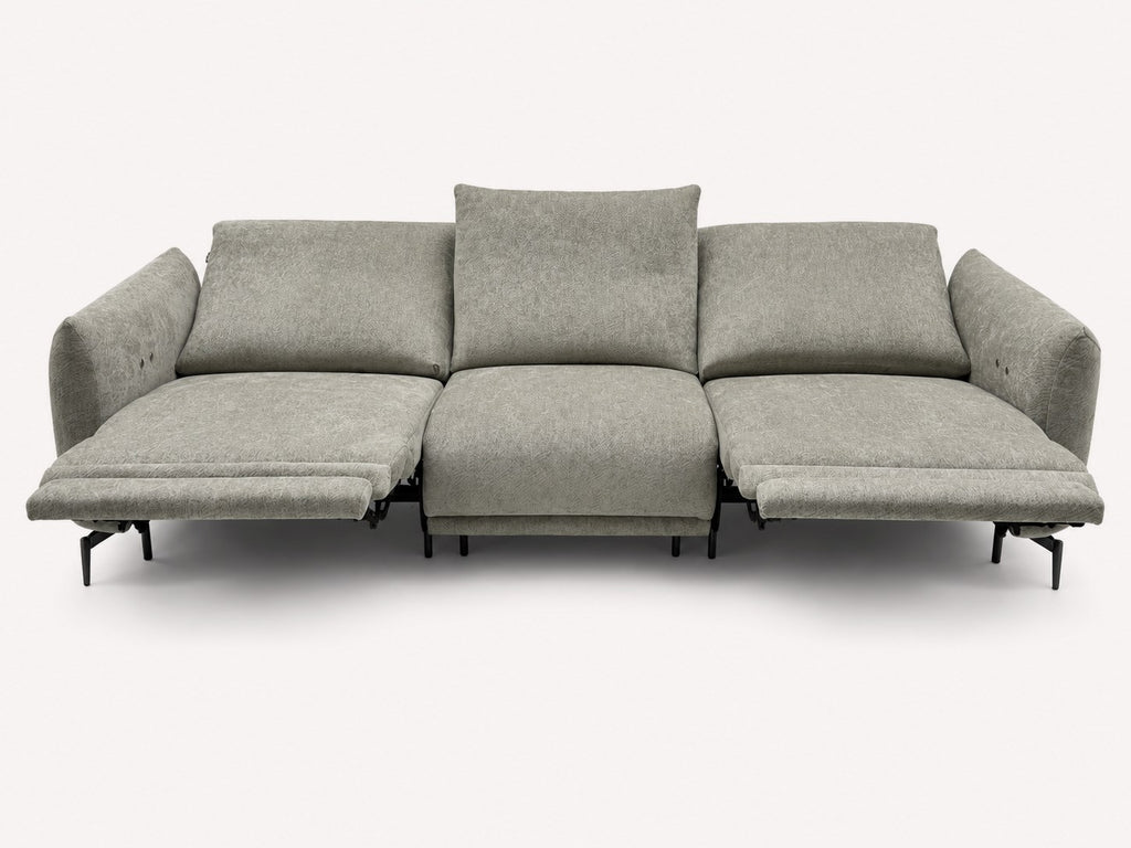 Dreamliner modern power reclining sofa on metal legs, view 2