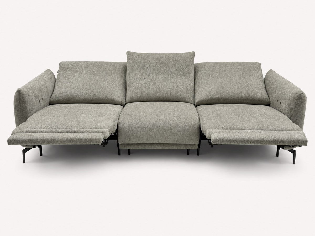 Dreamliner modern power reclining sofa on metal legs, view 2