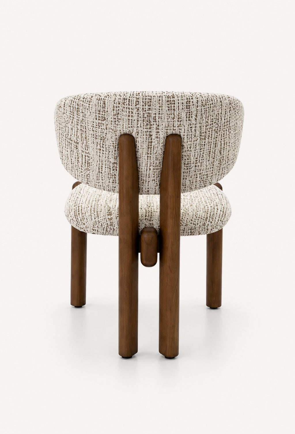 Sol curved upholstered dining chair with rounded wood frame, view 2