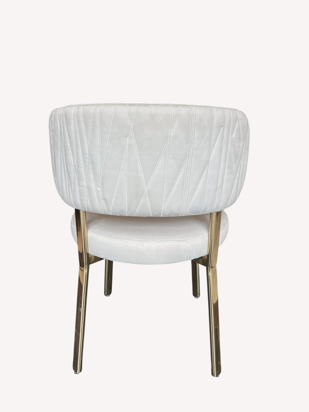 Hadas light velvet dining chair with quilted back and gold legs, view 2