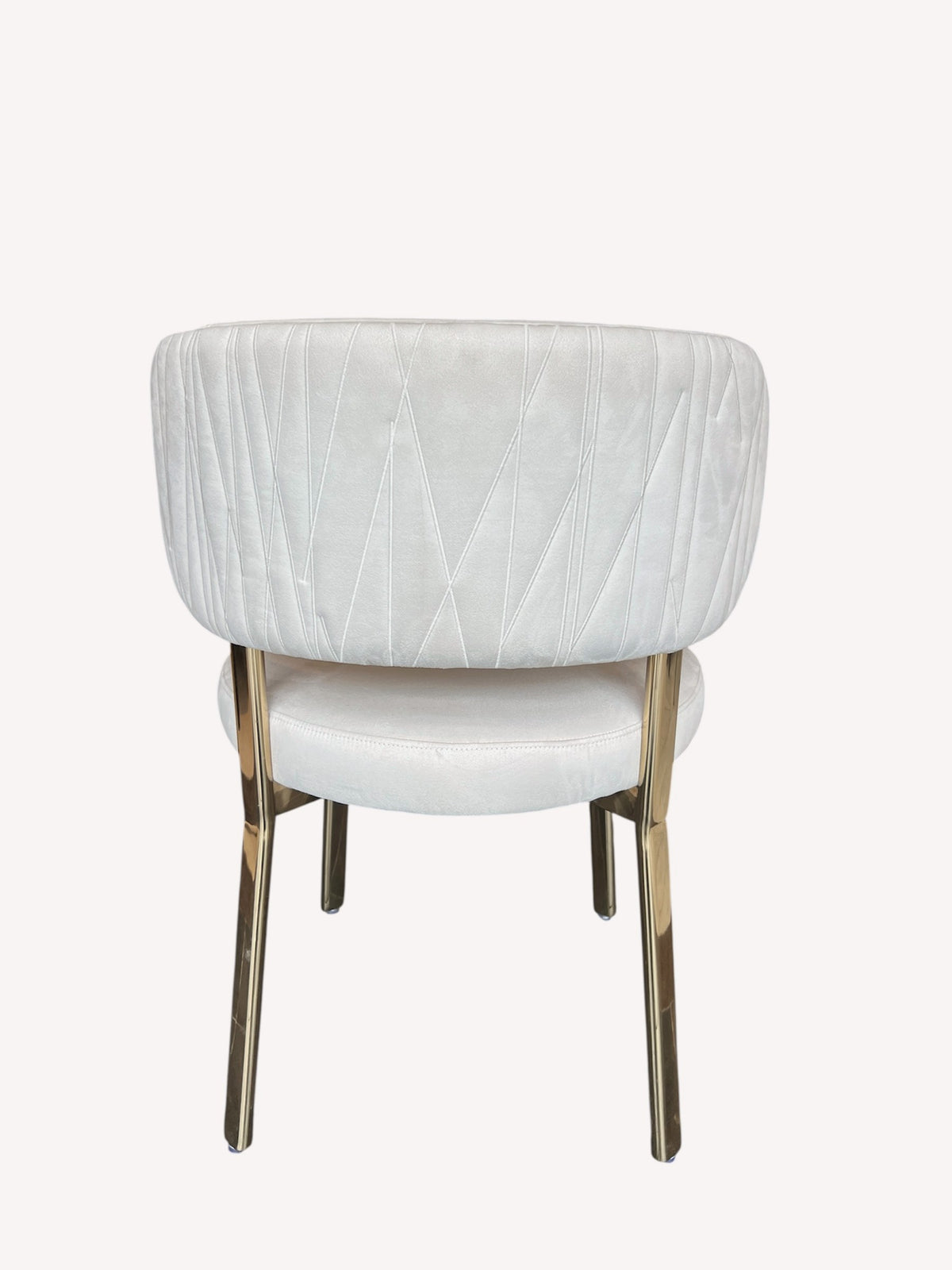 Hadas light velvet dining chair with quilted back and gold legs, view 2