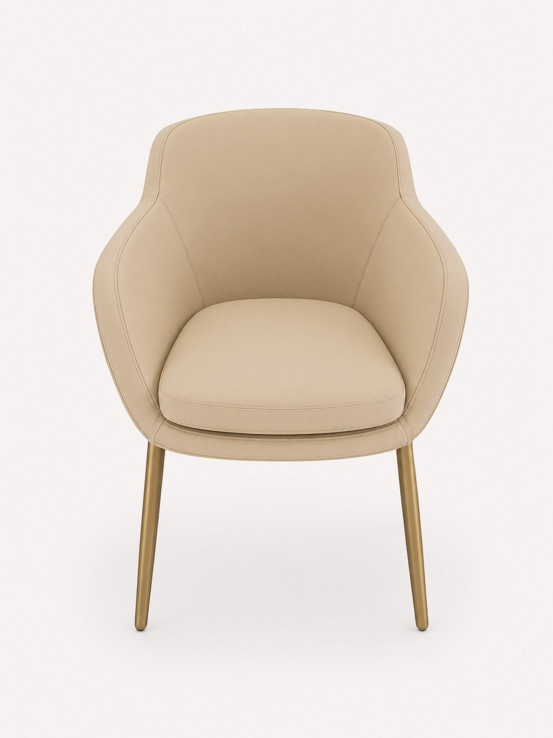 Vienna cream upholstered dining chair with matte gold legs, view 2