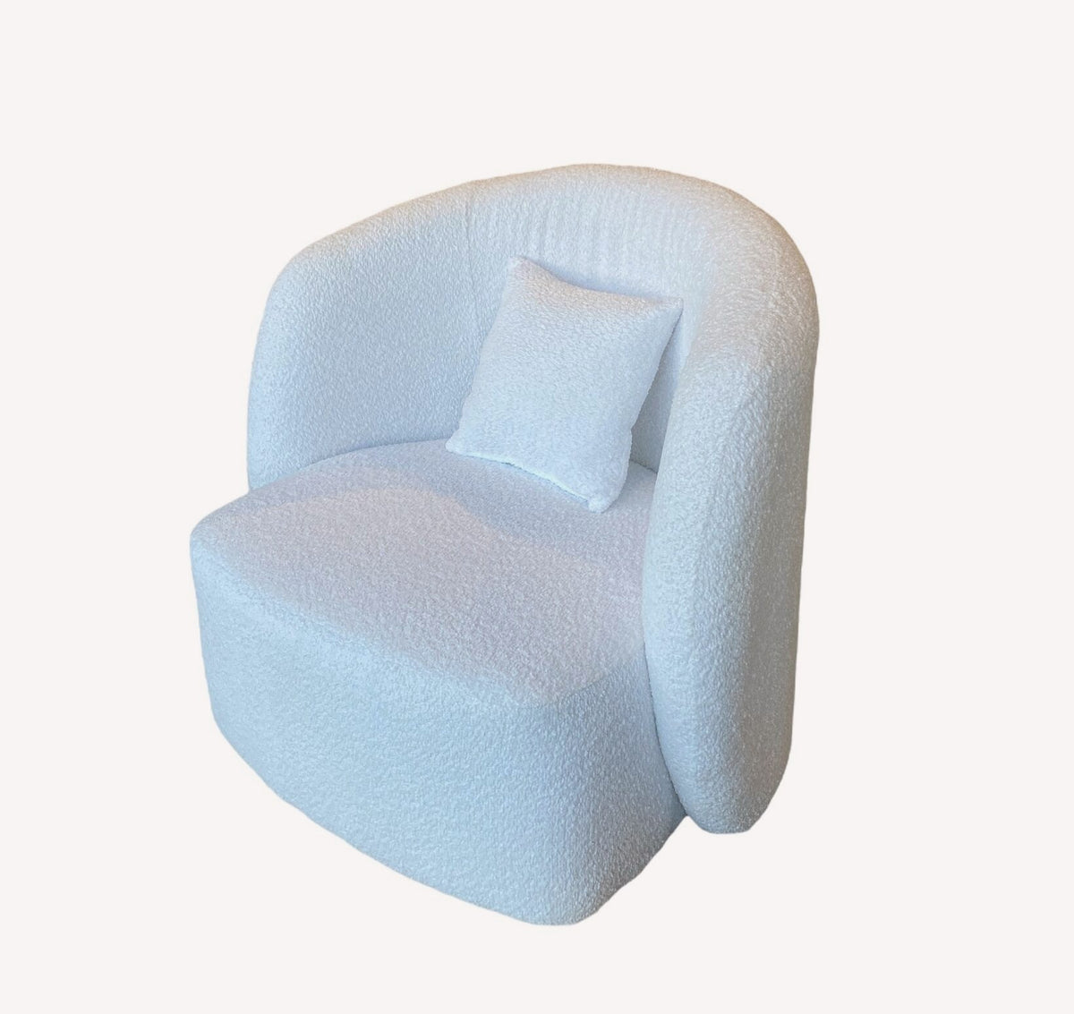 Kesarit rounded ivory bouclé lounge chair, view 2