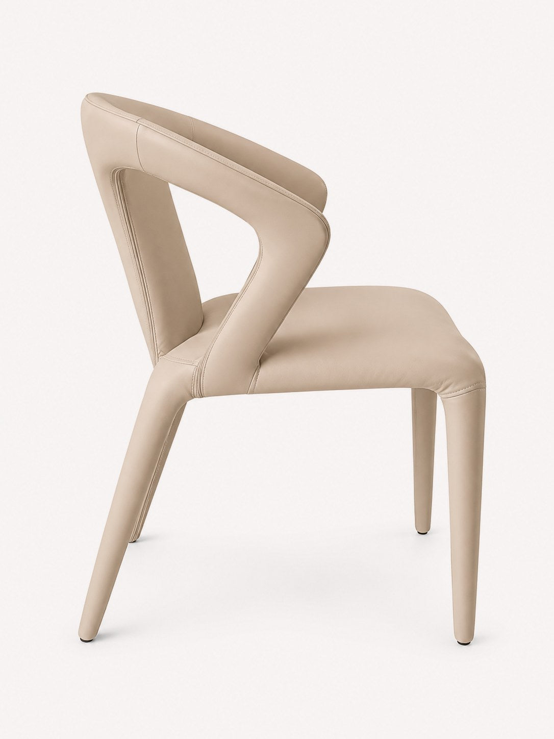 Agos blush vegan leather dining chair with open looping back, view 2