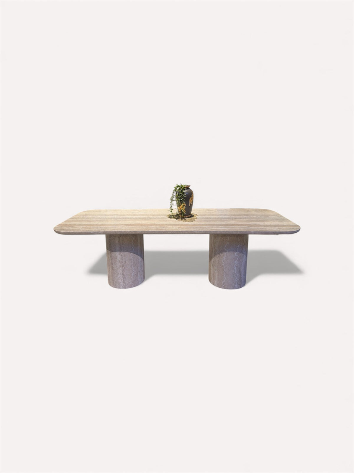 Madrid stone-look dining table on twin cylindrical columns, view 2