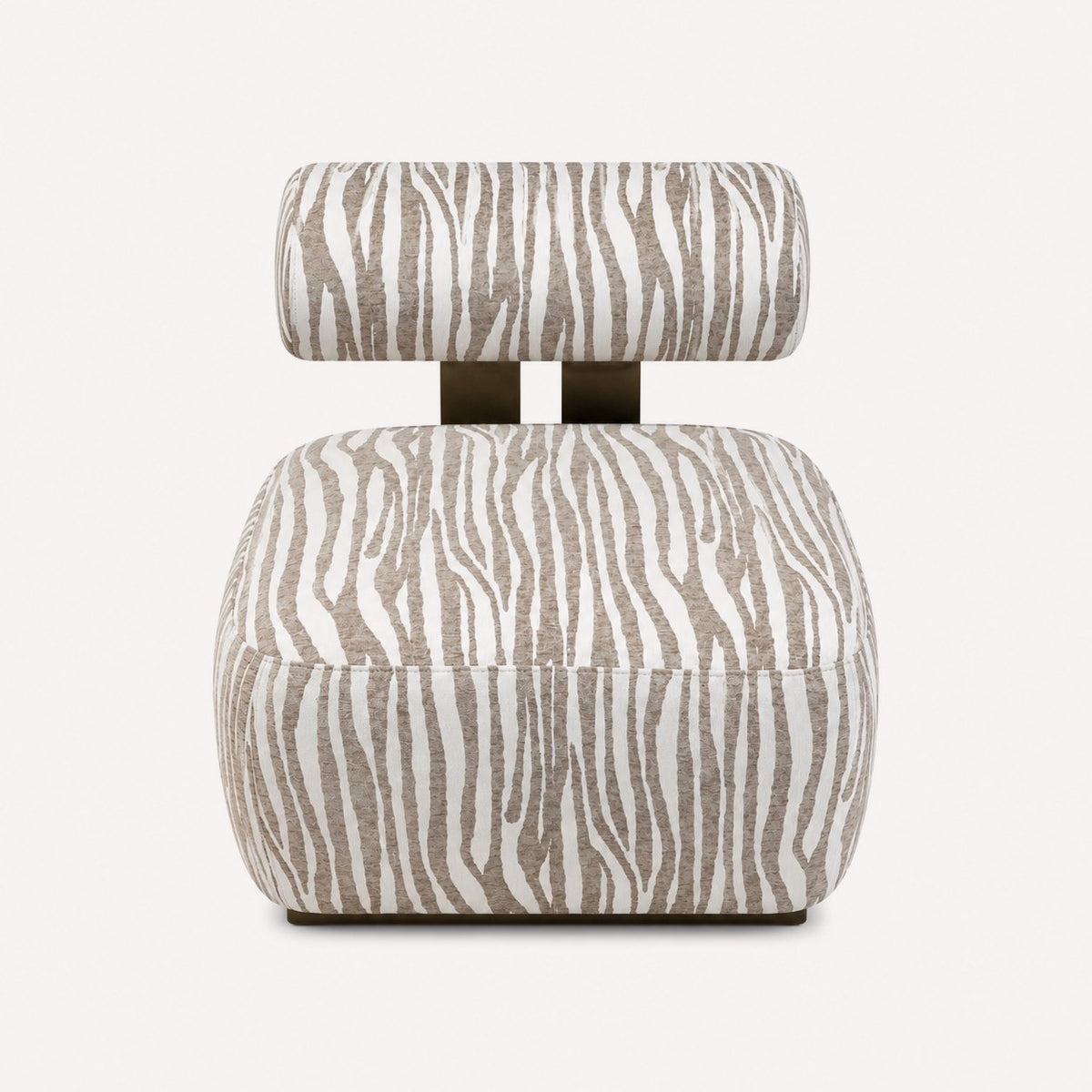 Venezia armless sculptural accent chair in beige and cream pattern, view 2