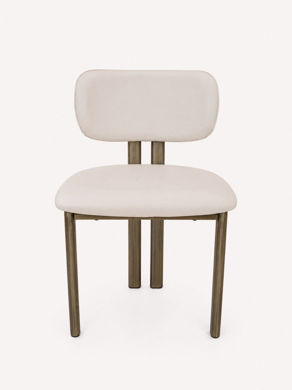 Luca upholstered dining chair in light fabric with walnut-bronze legs, view 2