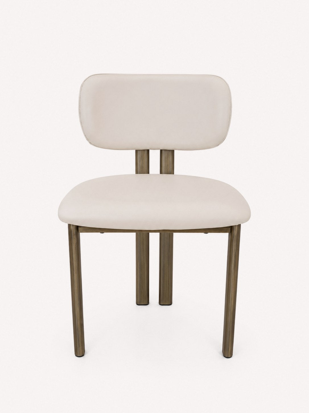 Luca upholstered dining chair in light fabric with walnut-bronze legs, view 2