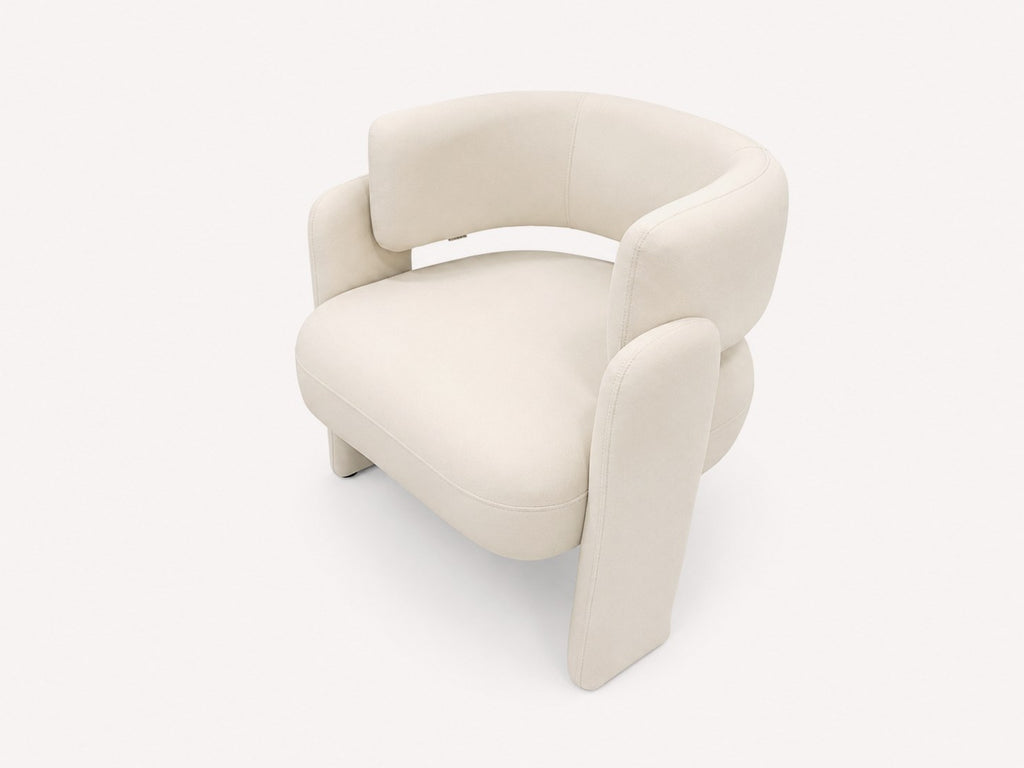 Flamingo sculptural accent chair in cream stone fabric, view 2