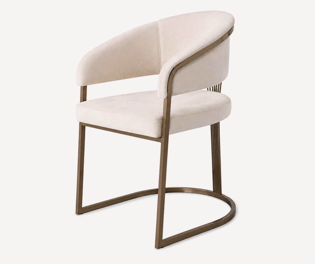 Bian cream velvet dining chair with stainless steel legs, view 2