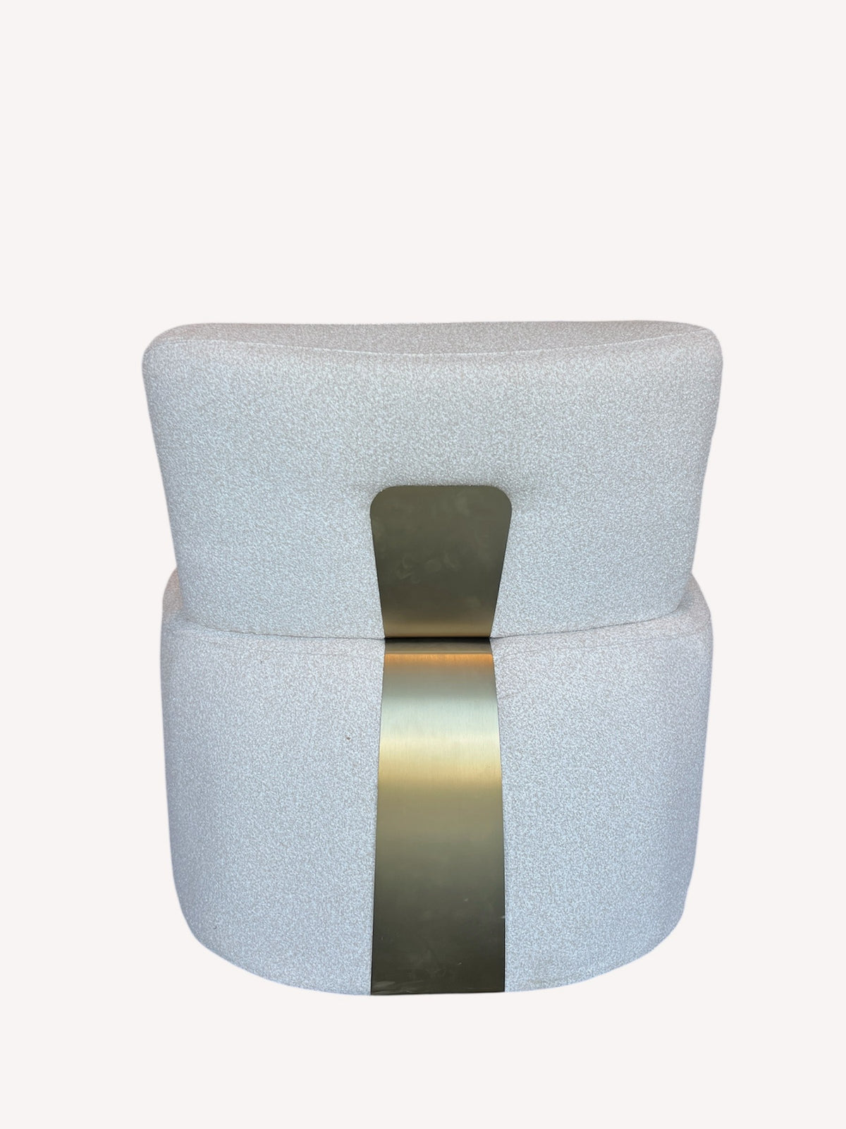 Roma round accent chair with brushed stainless steel back, view 2
