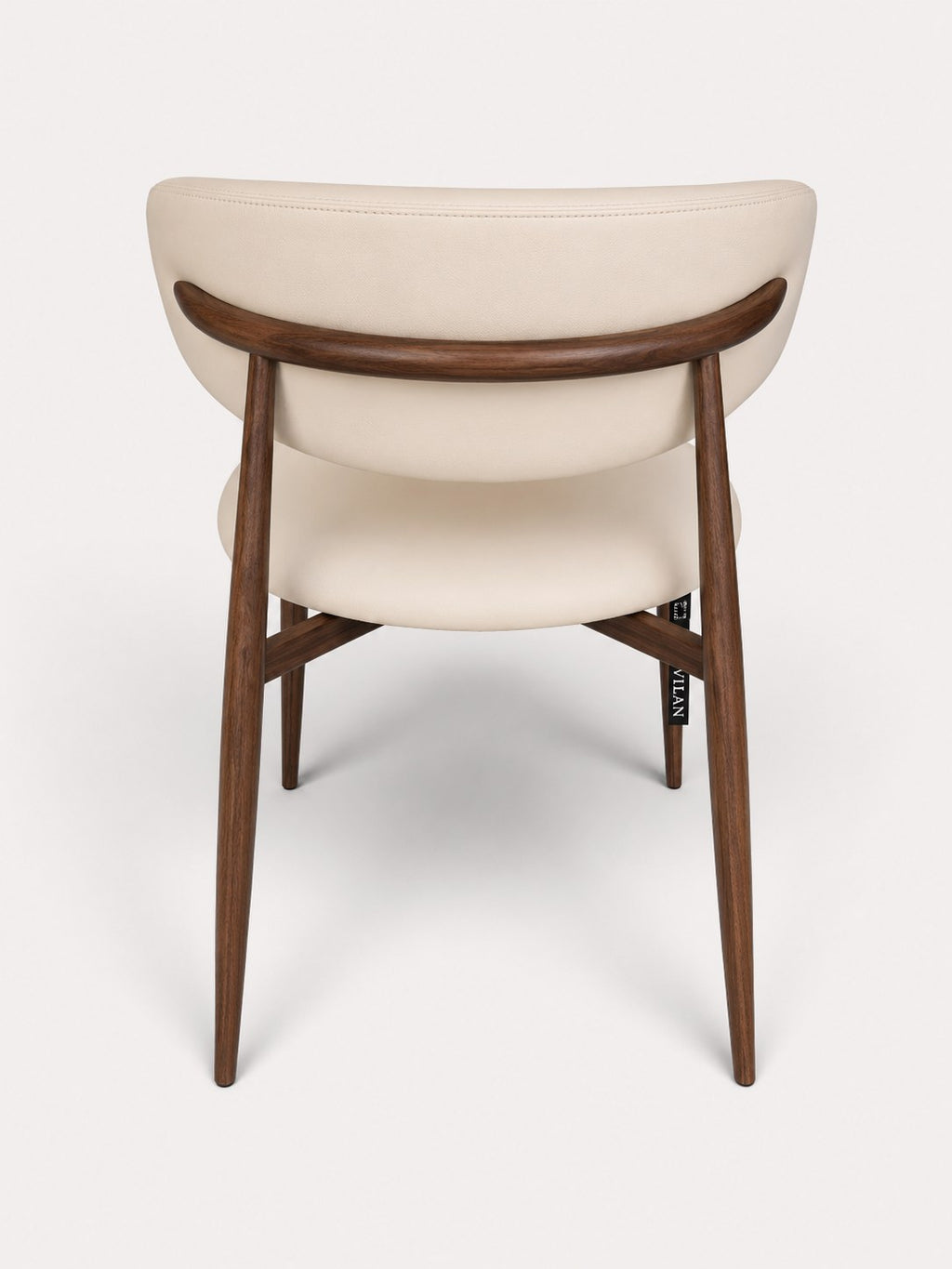 Dori dining chair in light vegan leather with wood-look metal legs, view 2
