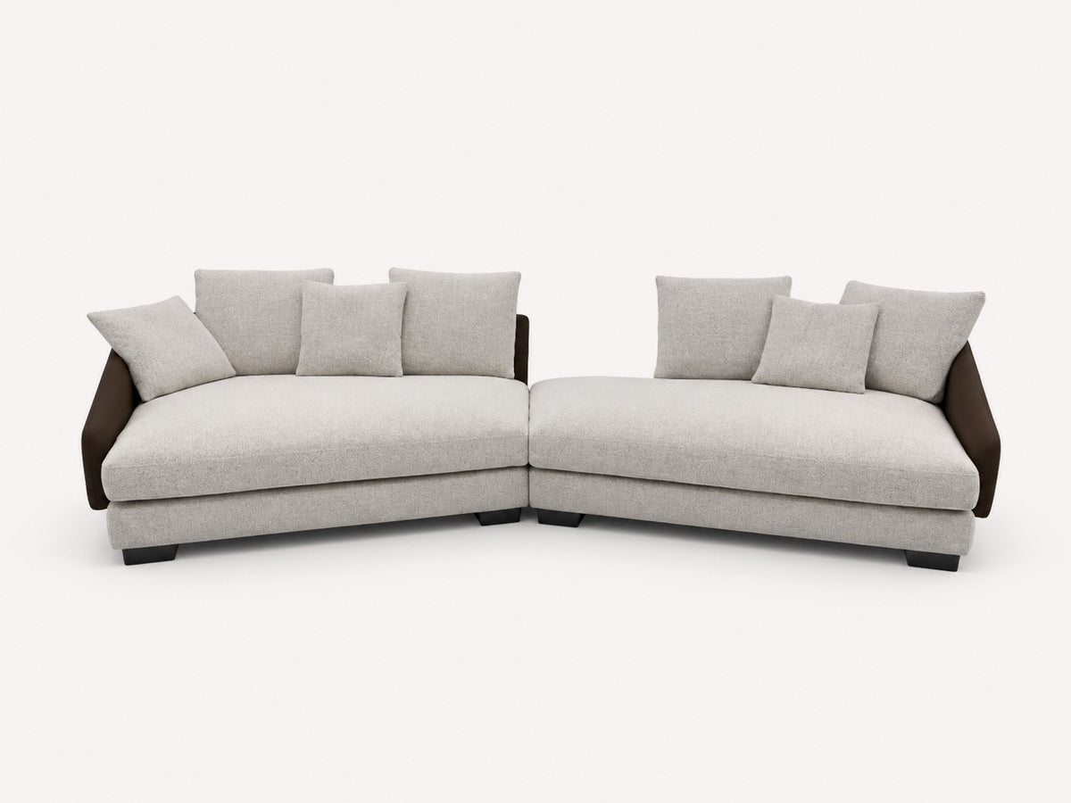 Como long low modern sofa with deep seats and contrast arms, view 2