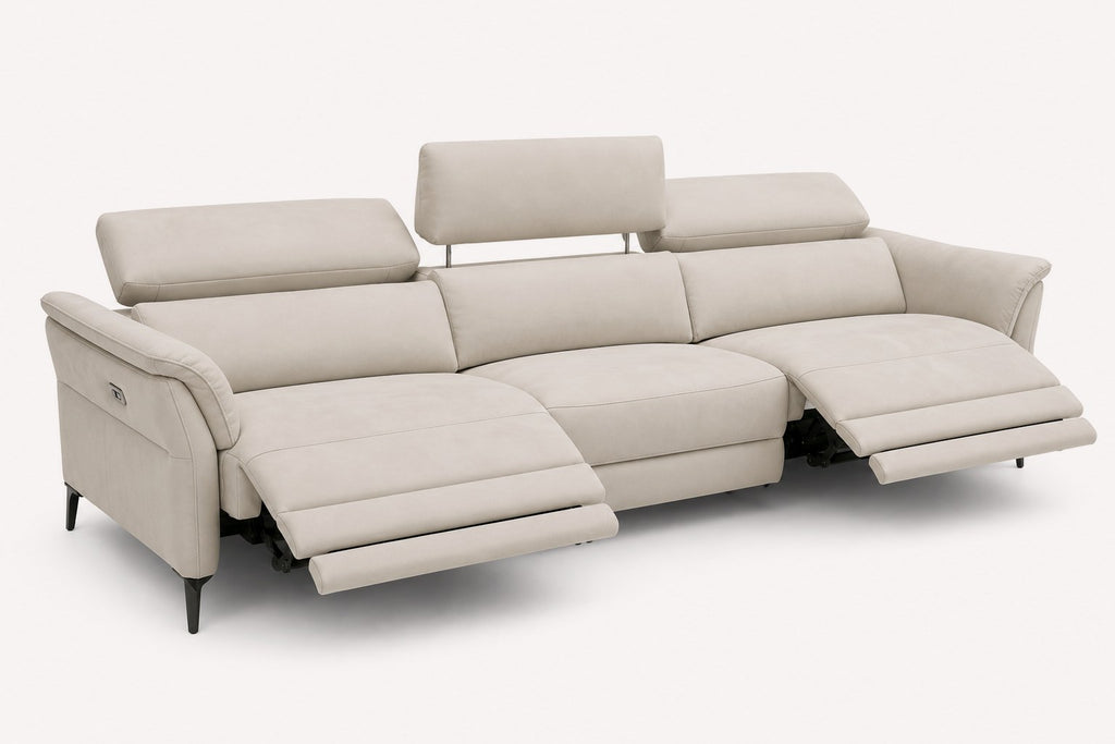 Keren power reclining sofa with adjustable headrests on metal legs, view 2