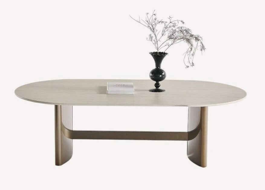 Patrice cream oval coffee table on curved legs, view 2