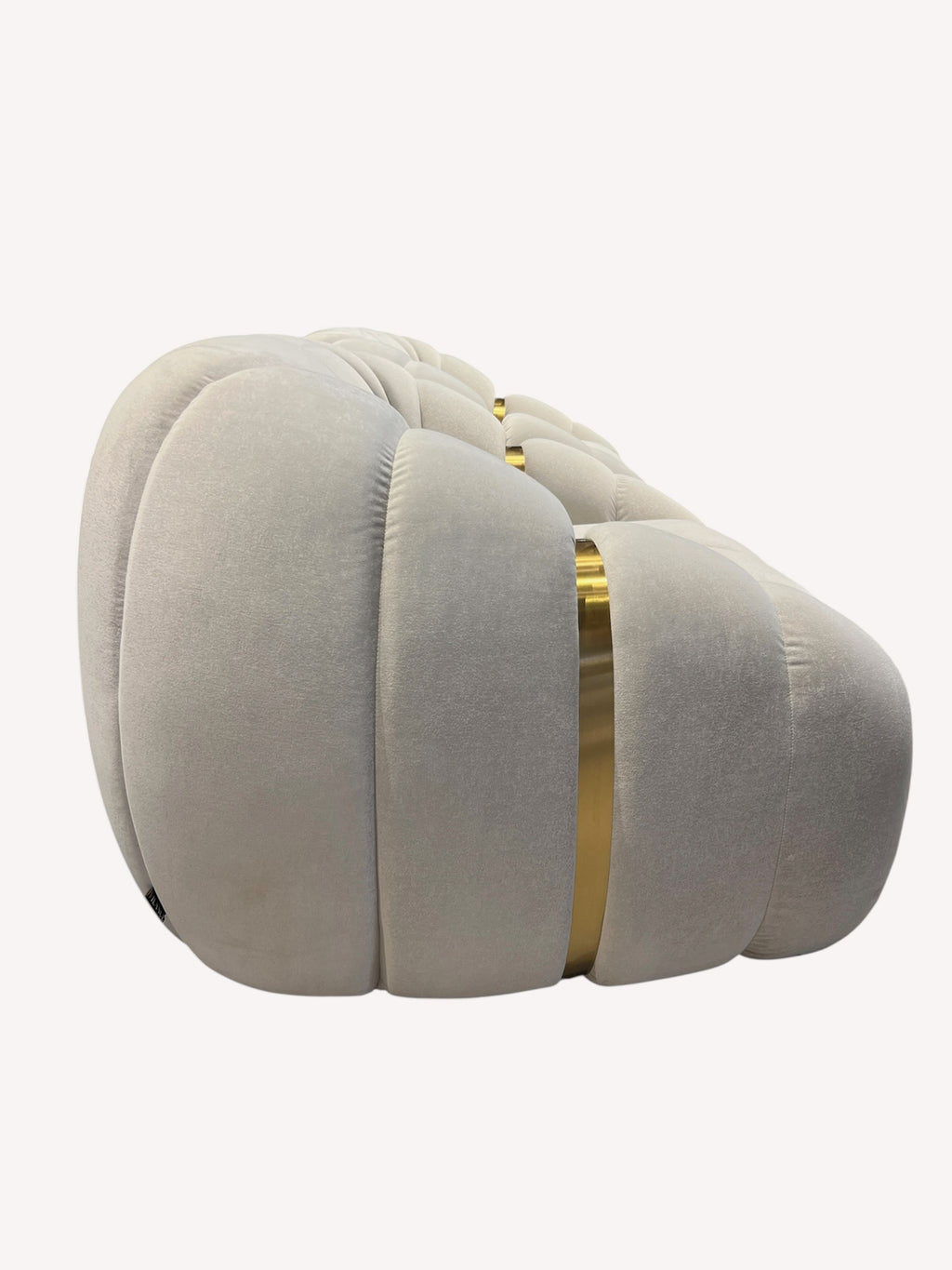 Calimero oversized sculptural lounge chair in neutral fabric, view 2