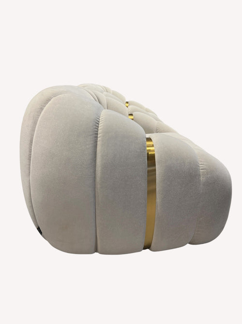 Calimero oversized sculptural lounge chair in neutral fabric, view 2