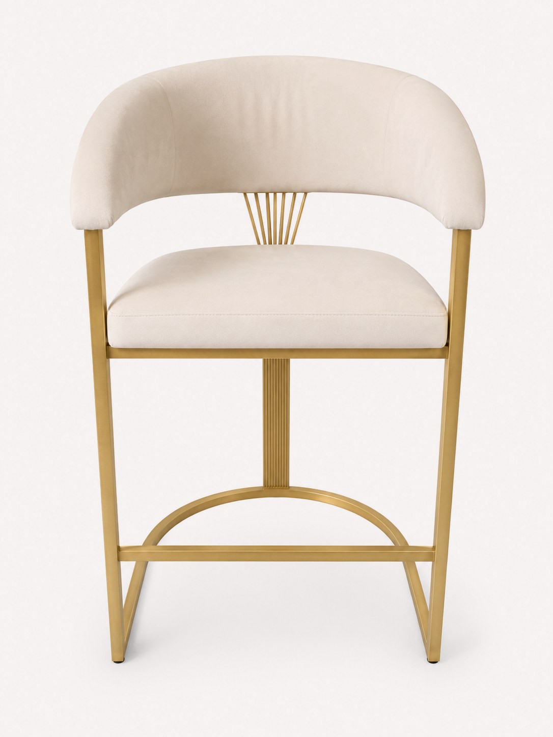 Bian cream velvet counter stool with stainless steel legs, view 2