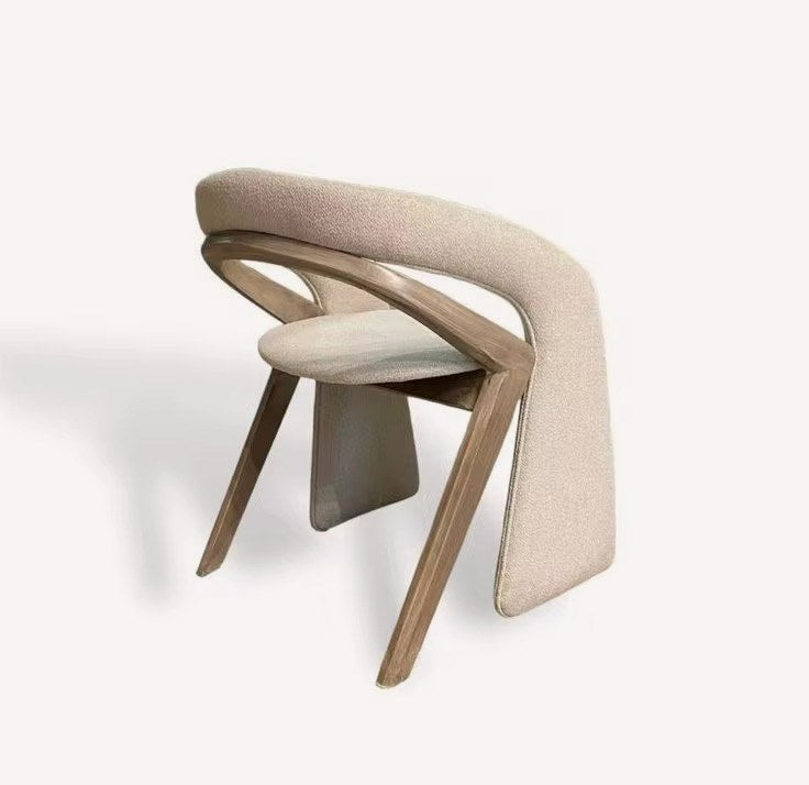 Siena natural wood chair with soft upholstery and rounded back, view 2