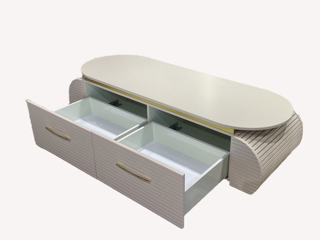 Las Vegas ribbed coffee table with drawers, view 2
