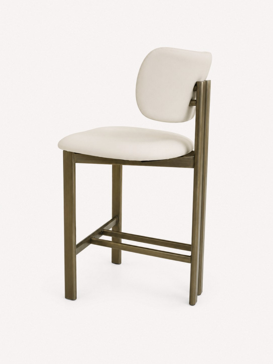 Luca counter stool in light Sahara vegan leather with bronze frame, view 2