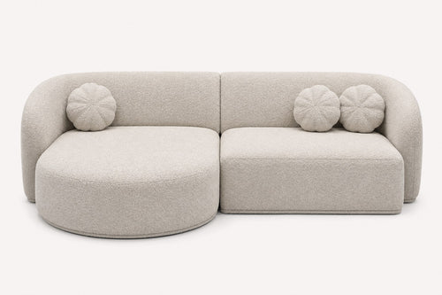 Bonbon curved cream bouclé chaise sectional, view 2