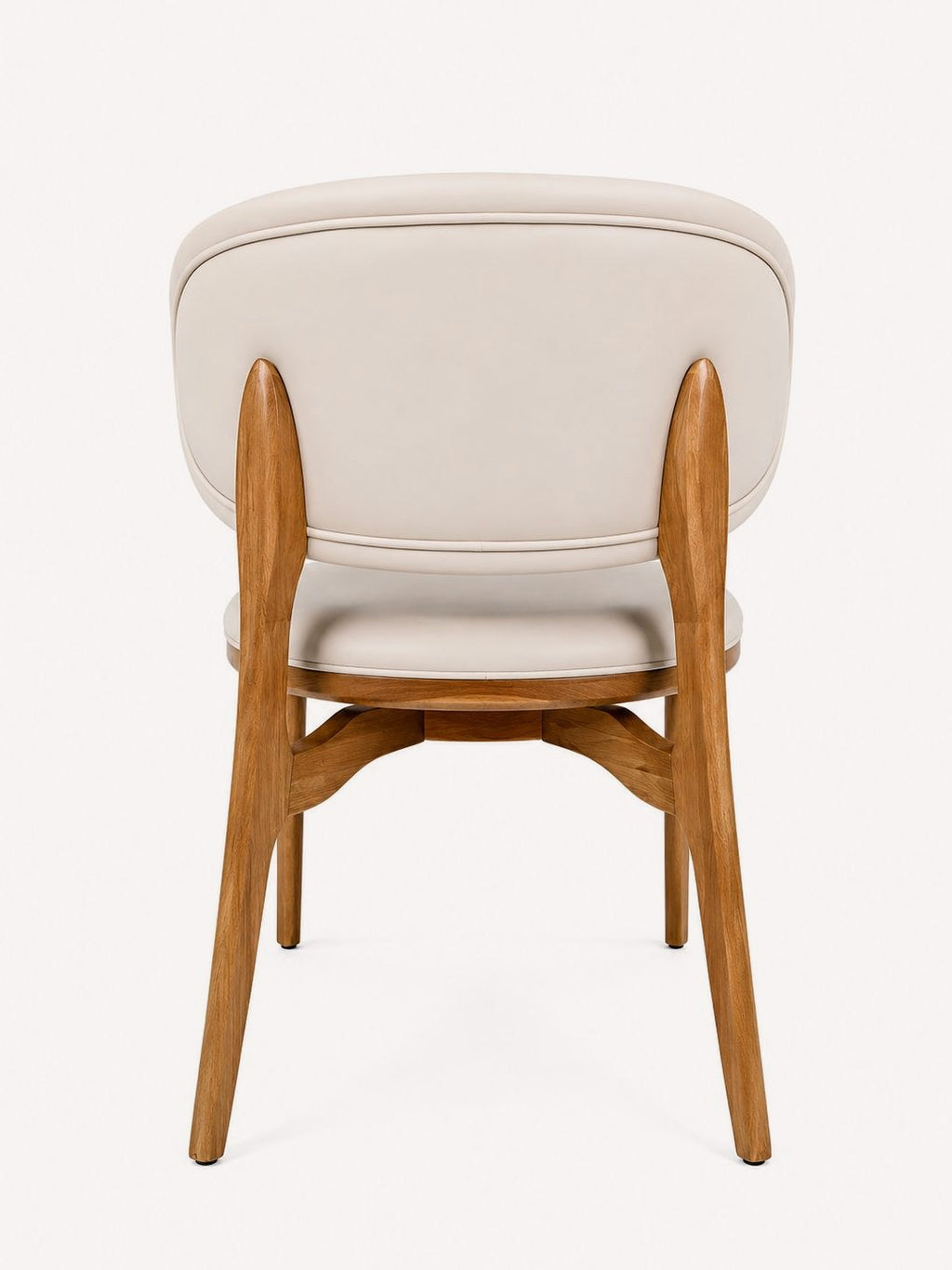 Elias dining chair with solid wood legs and vegan leather seat, view 2