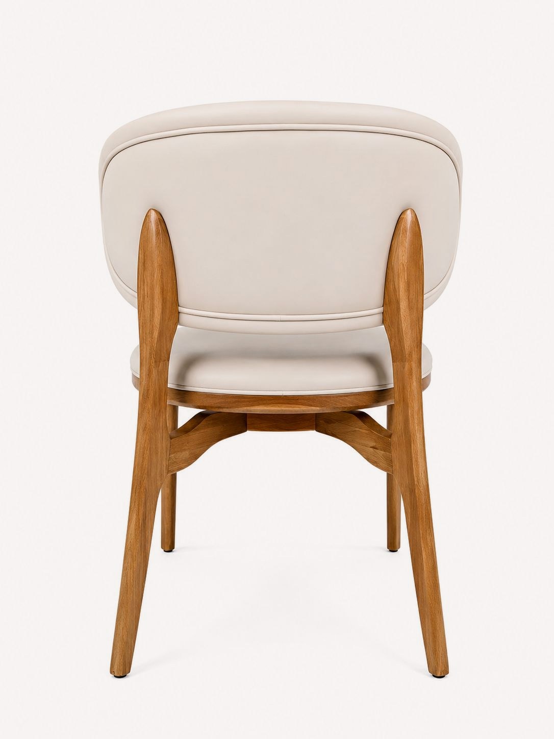 Elias dining chair with solid wood legs and vegan leather seat, view 2
