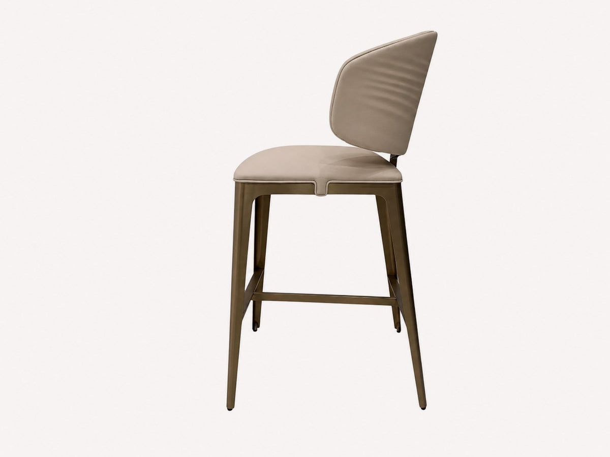 Diamond upholstered counter stool on stainless steel frame, view 2