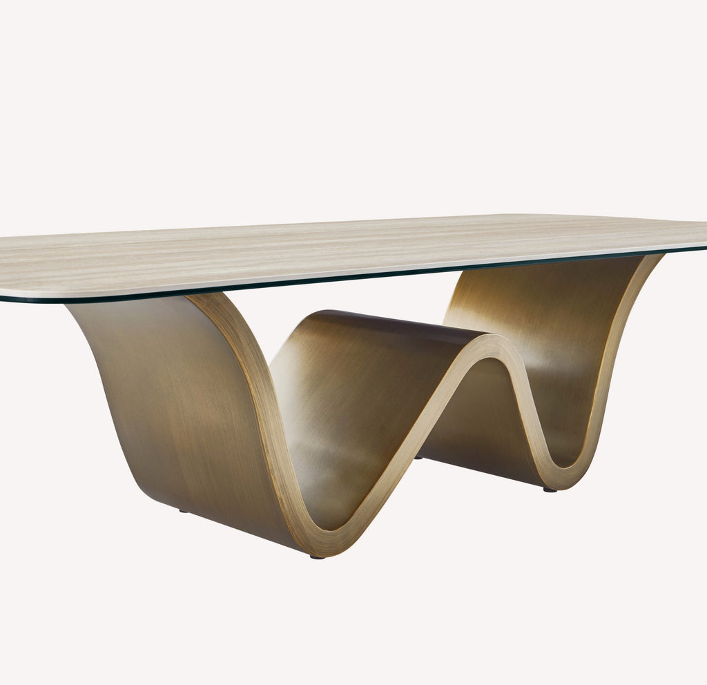 Miami coffee table with travertine look porcelain top, view 3