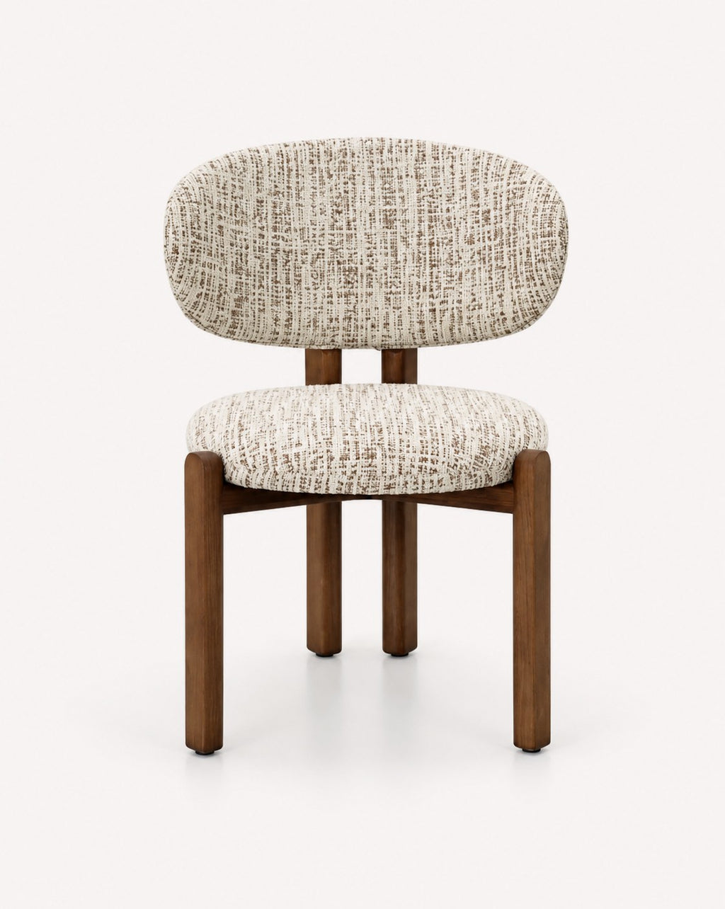 Sol curved upholstered dining chair with rounded wood frame, view 3
